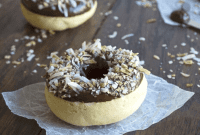 Toasted Coconut Chocolate Ganache Doughnuts