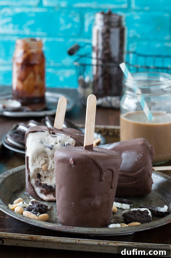 Mocha Buster Bars - homemade mocha ice cream, oreos, peanuts, and hot fudge all covered in magic shell! 