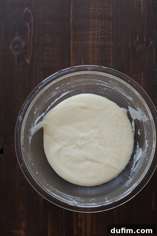 Smooth cake batter after incorporating wet ingredients