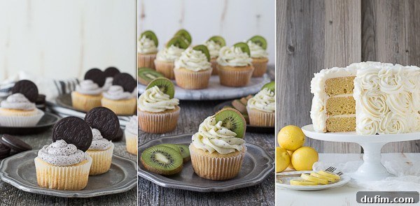 Oreo buttercream, kiwi buttercream, and lemon buttercream recipes