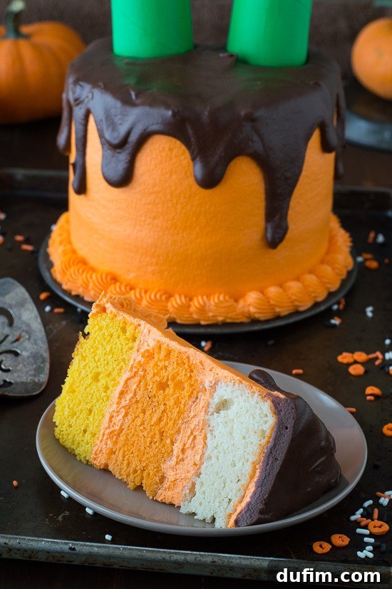 This melted witch cake is so fun! It’s the perfect halloween cake!