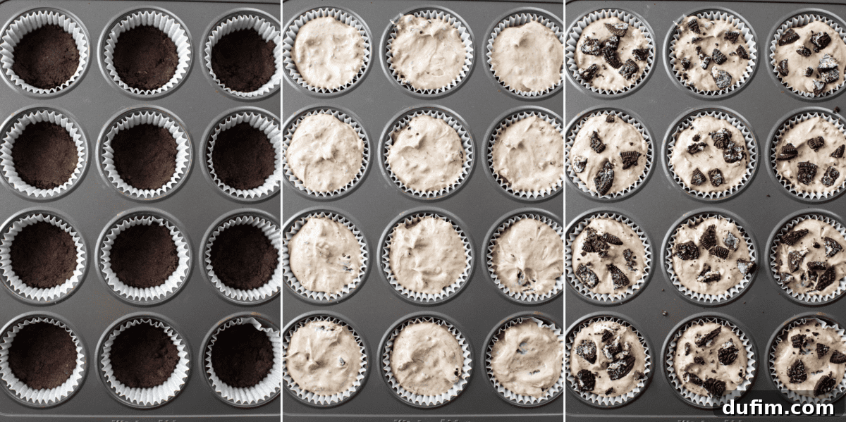 how to assemble oreo cheesecake cupcakes collage