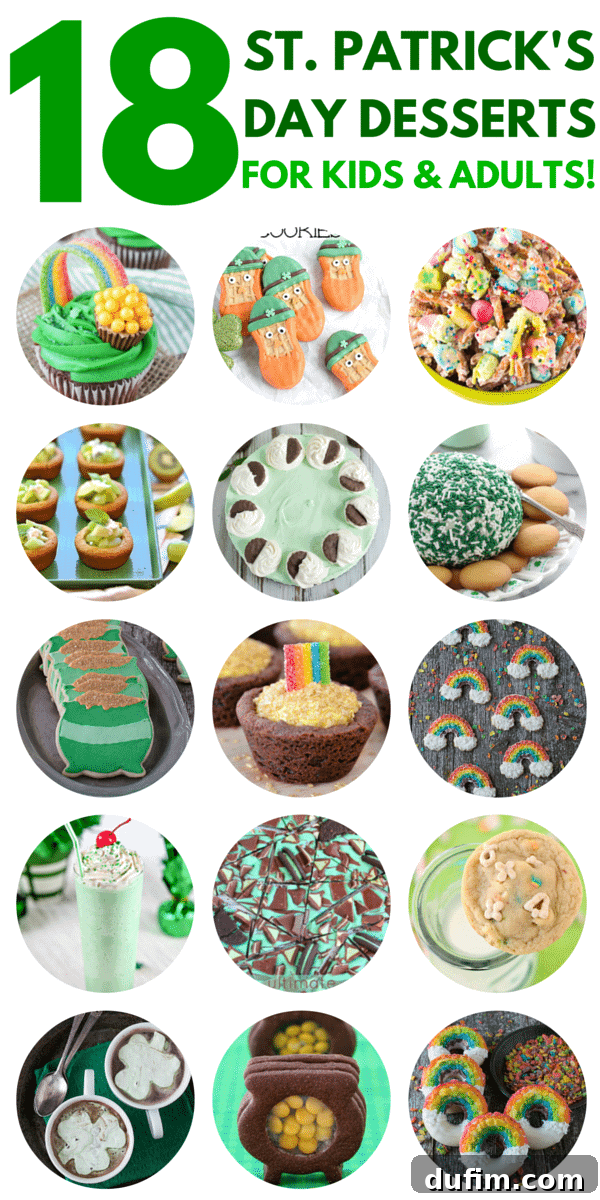 18 St. Patrick's Day Desserts: A Festive Collection A vibrant collage of St. Patrick's Day themed desserts including green cakes, cookies, and rainbow treats.