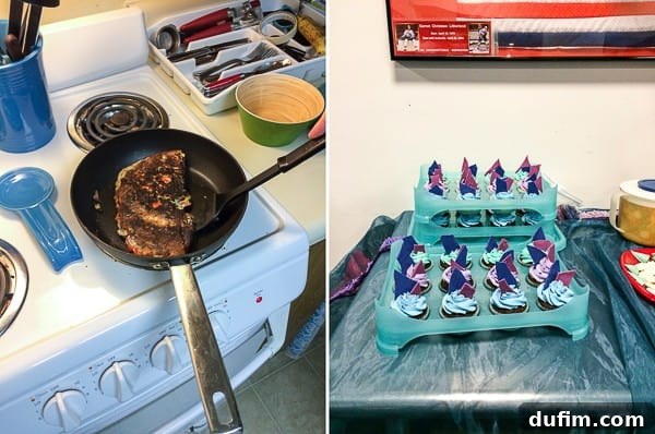 Ryan's attempts at making an omelet and homemade birthday cupcakes with chocolate shards