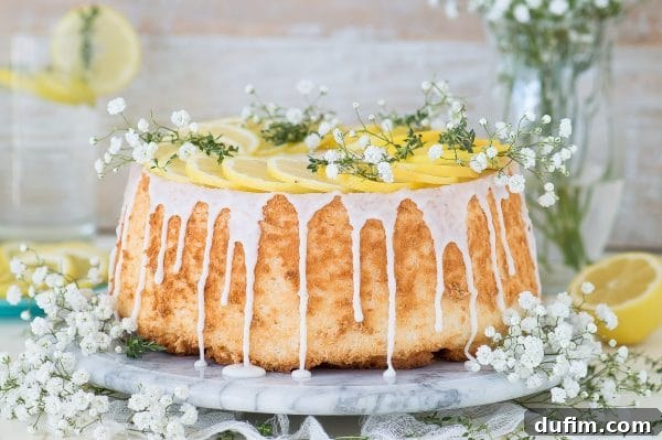 Easy and rustic lemon angel food cake that begins with a box mix!