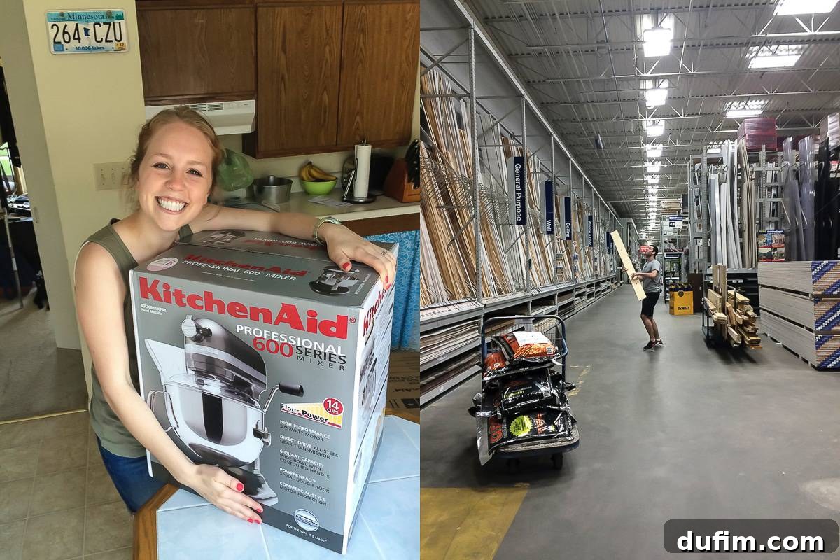 Blogger partnering with KitchenAid and a playful moment with Ryan at Lowe's