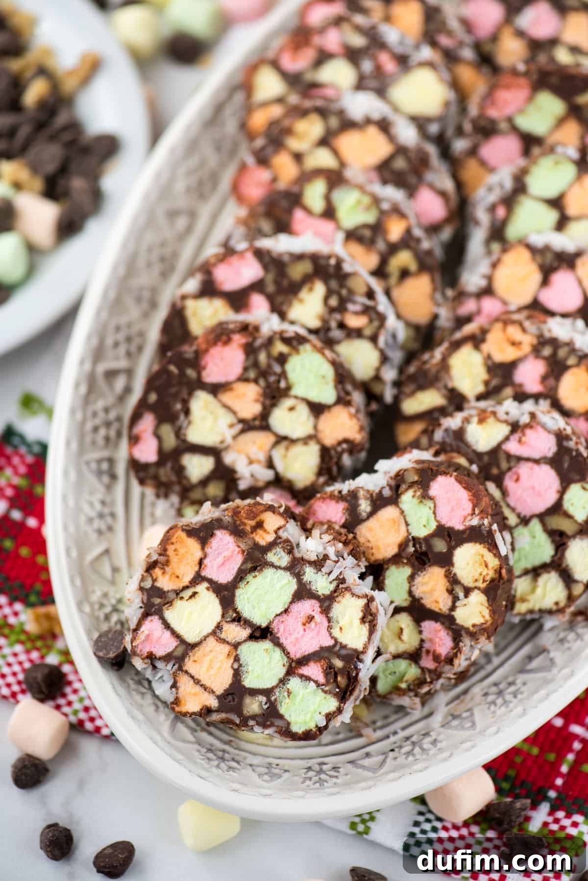 no bake christmas church window cookies sliced on a white plate
