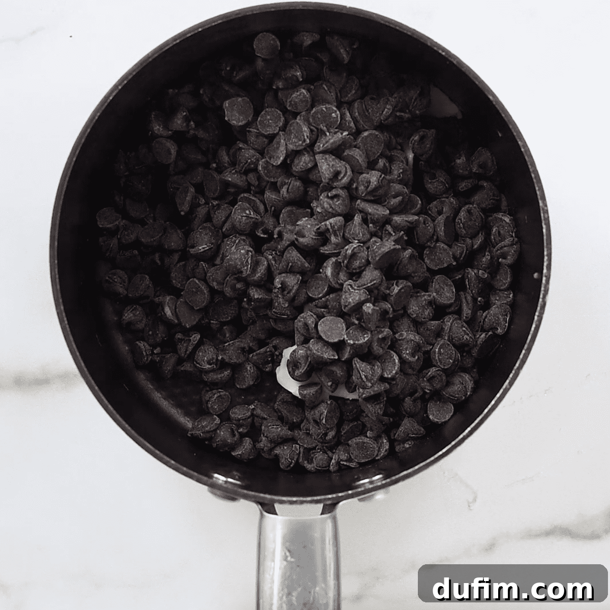 chocolate chips in pot