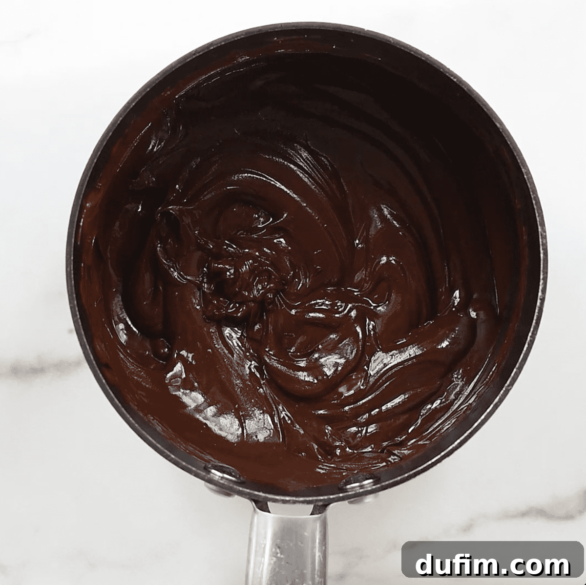 melted chocolate chips in pot