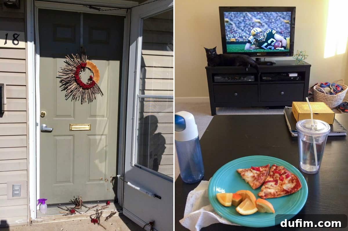 Melted twig wreath resembling Salvador Dali's clock and a cozy pizza night for Sunday football