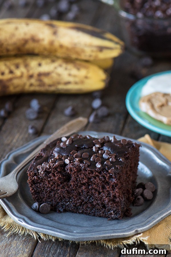 Healthier Chocolate Cake sweetened with bananas and honey