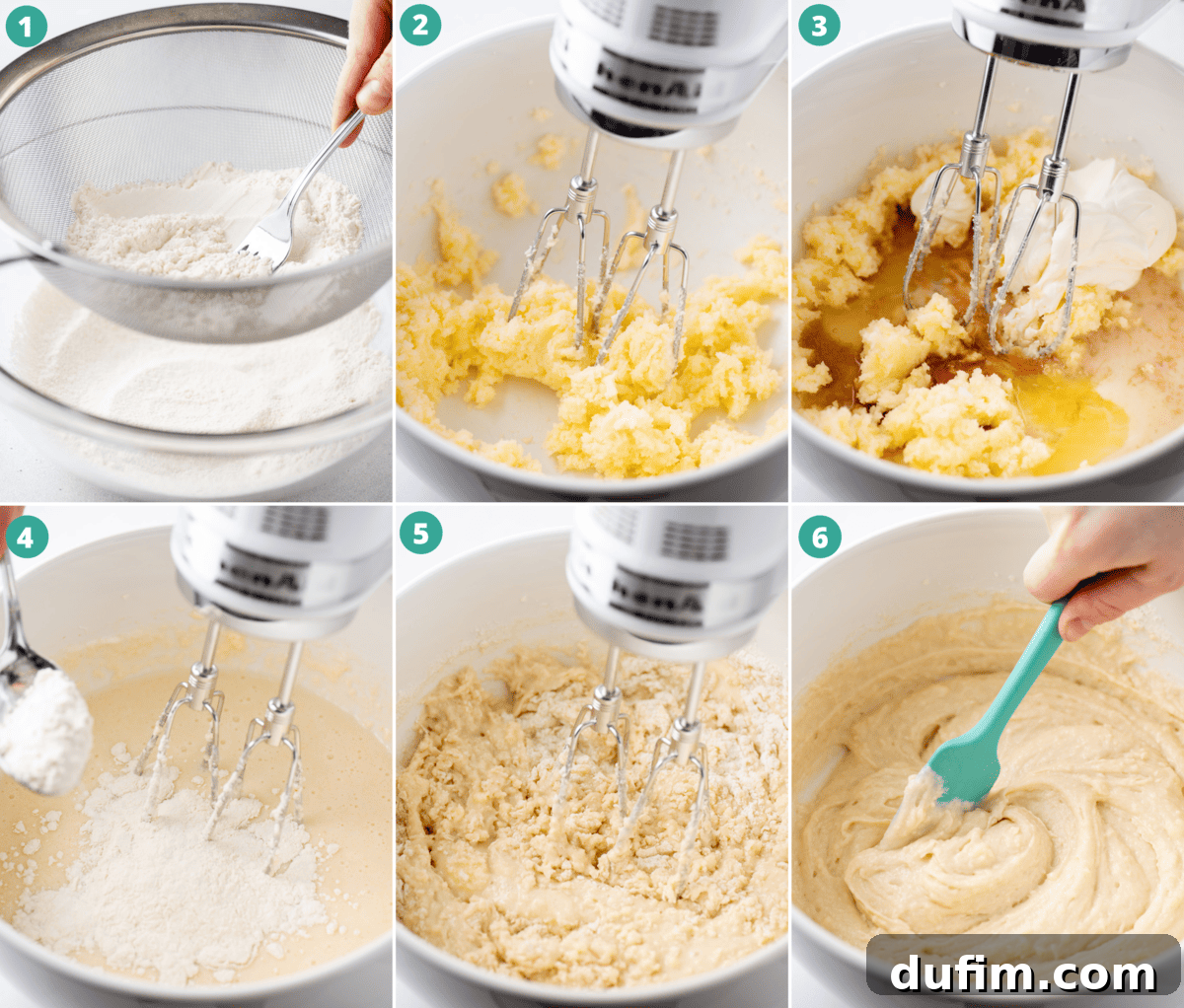 A collage demonstrating the step-by-step process of making vanilla cupcakes, showing ingredients, mixing, and preparing the batter.