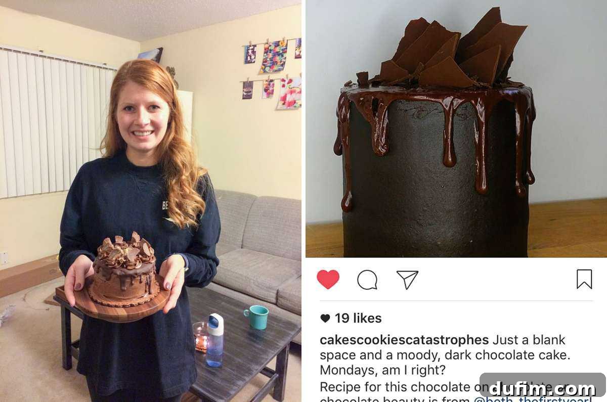 February 2017: Off the Menu 7 Two vibrant photos: one showcasing a friend learning to decorate a beautiful cake, and another of a reader's homemade chocolate cake from our recipe.