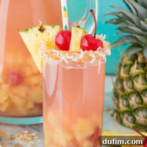 Super easy and tropical 5 ingredient pina colada sangria!