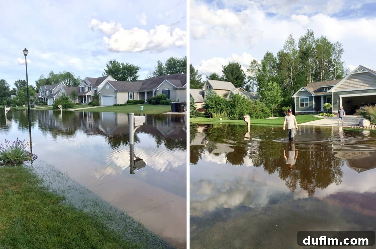 June 2017: Beyond the Kitchen 8 A street in our Michigan city severely flooded after heavy rains, showing extensive water accumulation