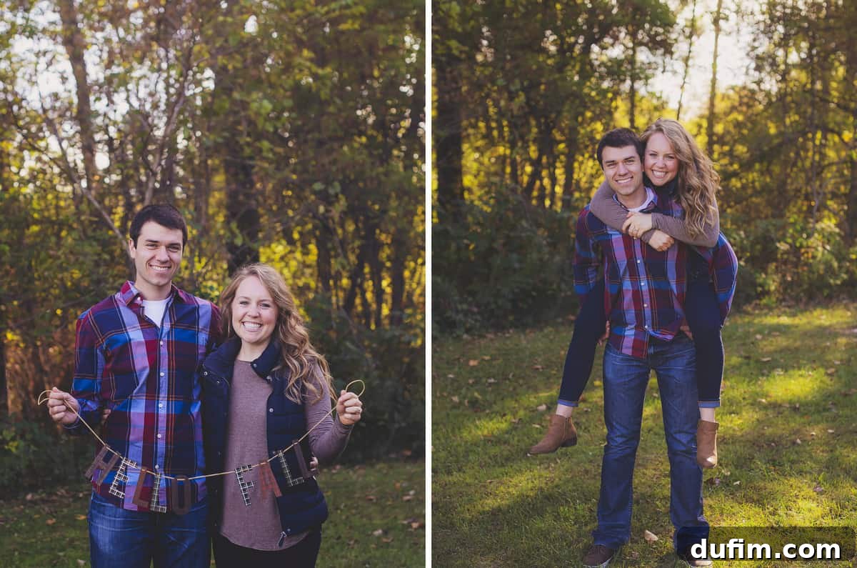 A portrait of a couple, Ryan and the author, smiling and posing together in an outdoor, natural setting.