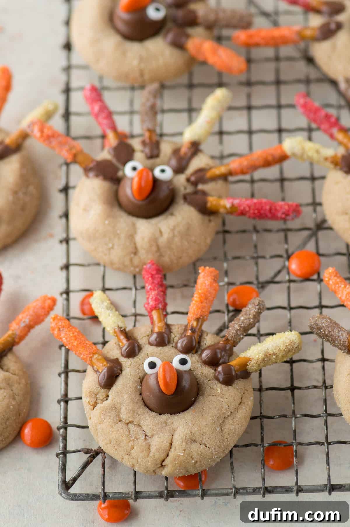 Turkish Bloom Cookies 2 Thanksgiving turkey blossom cookies - an adorable peanut butter blossom cookie for Thanksgiving!