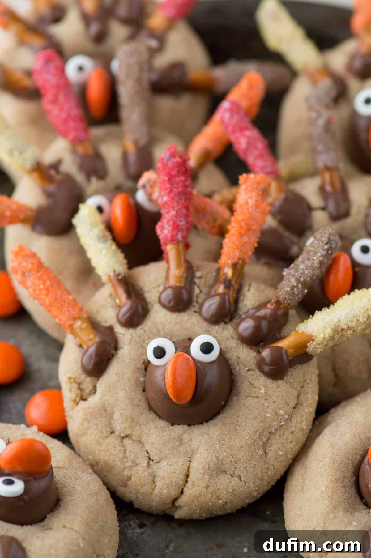Turkish Bloom Cookies 3 Thanksgiving turkey blossom cookies - an adorable peanut butter blossom cookie for Thanksgiving!