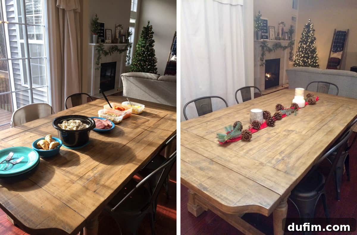November's Gastronomic Adventures 12 Thanksgiving lunch served in plastic containers vs. a beautifully decorated Thanksgiving dinner table.