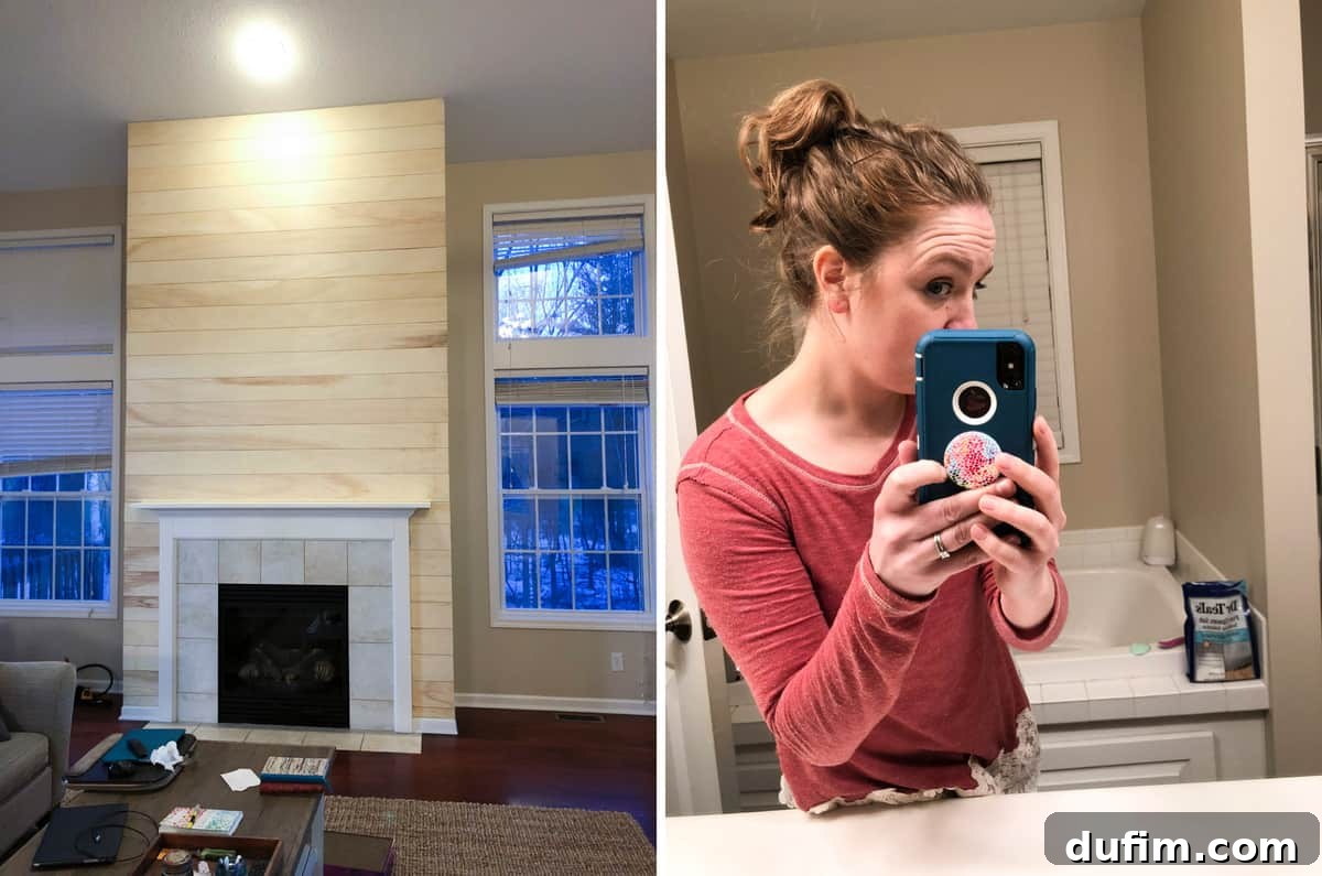 February's Off-Menu Moments 9 Newly installed shiplap on the front of a fireplace