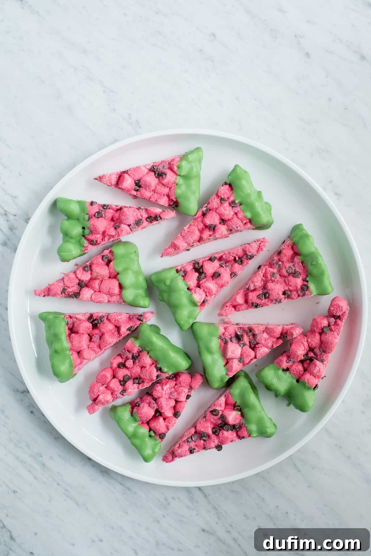 Vibrant watermelon marshmallow slices, a fun no-bake summer dessert.