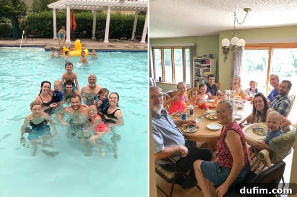 Our family gathered around a table sharing a meal, a warm scene of connection during our Minnesota visit.