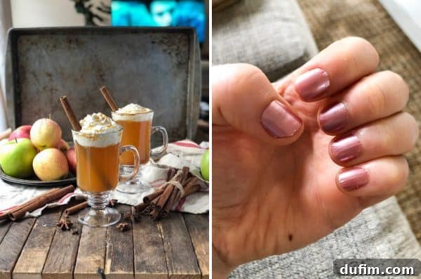 A September 2018 Kitchen Break 7 Behind the scenes photo of an apple cider punch recipe photoshoot, with fall-themed props and ingredients