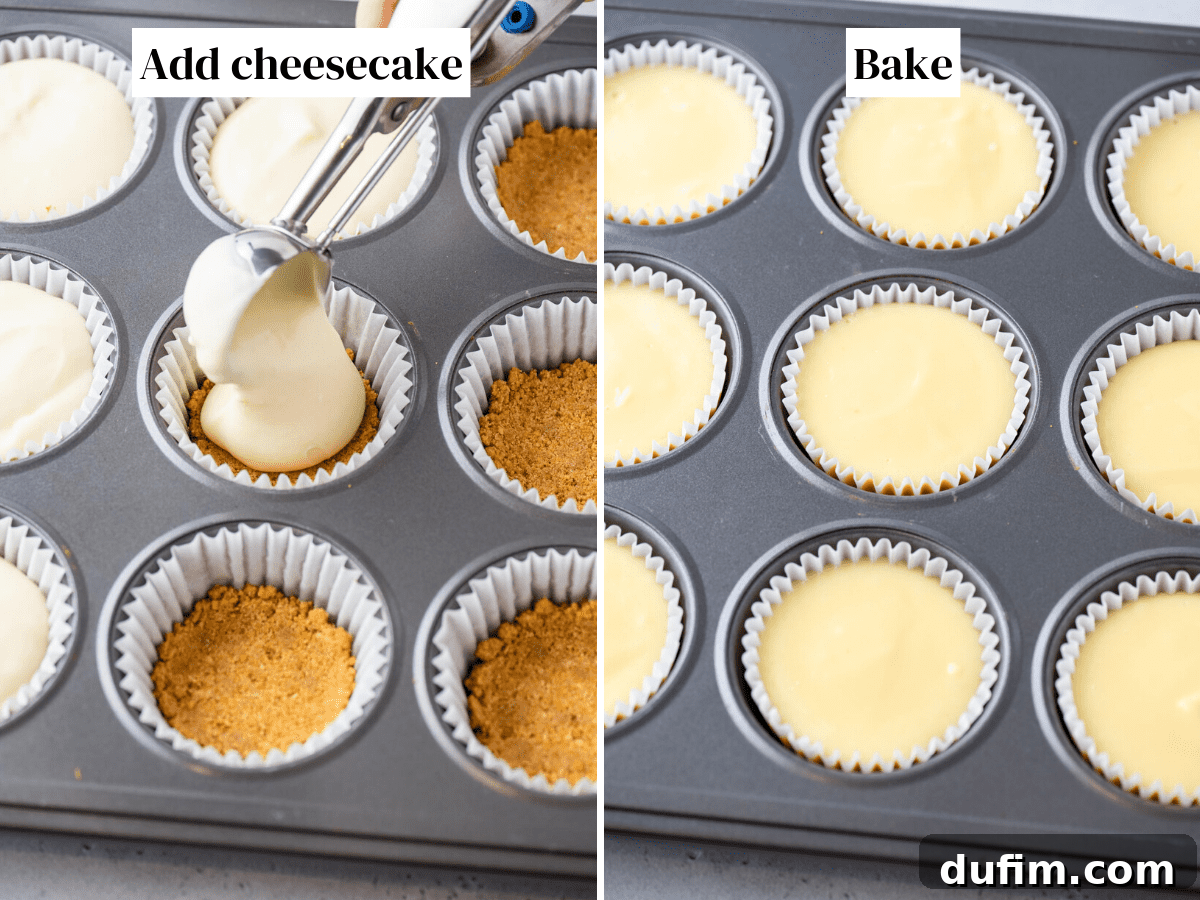 Making mini cheesecakes in muffin pan