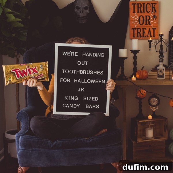Letterboard quote for October: 'Trick or Treat Yourself'