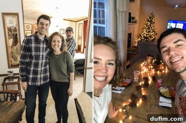 November's Kitchen Escape 9 Split image: Left shows a group of friends gathered around a dining table, enjoying a Thanksgiving meal together. Right shows a cozy, smaller Thanksgiving dinner spread for two, perhaps on Black Friday.