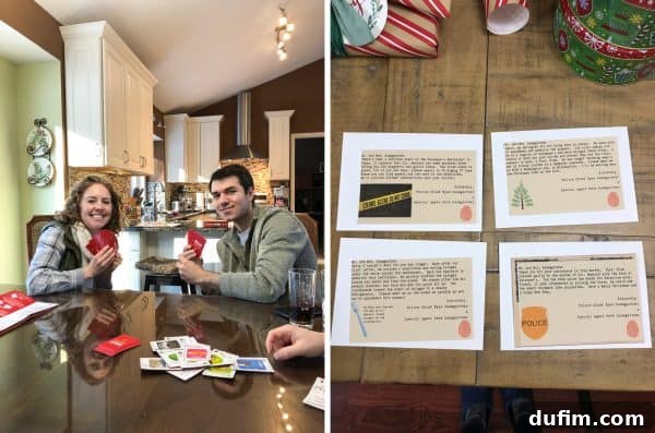 Ryan's family playing 'Exploding Kittens,' a popular card game, and a creative clue leading to a final surprise for Ryan's parents' Christmas gift