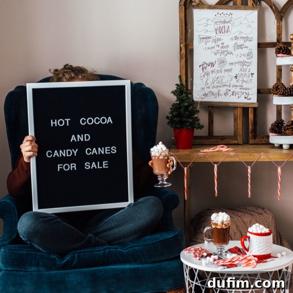 Christmas letterboard quote: 'All I want for Christmas is you... and hot cocoa'
