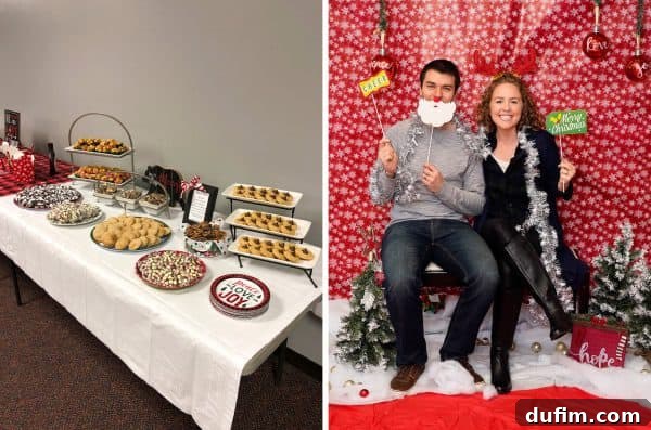 Delicious array of gluten-free holiday goodies, including various cookies, cakes, and treats, meticulously arranged for a church Christmas party catering