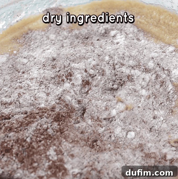 Irresistible MM Chocolate Chip Cookies 4 dry ingredients being added to cookie dough