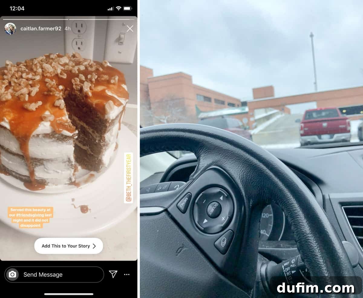 A beautifully baked Apple Spice Cake with caramel drizzle made by a reader, and a reflective image representing a health journey or medical appointment.