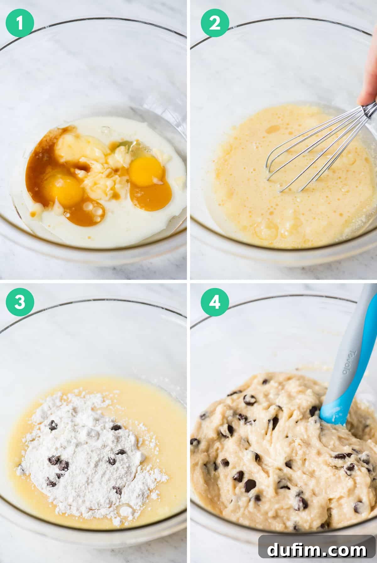 how to make chocolate chip muffins collage with text overlay