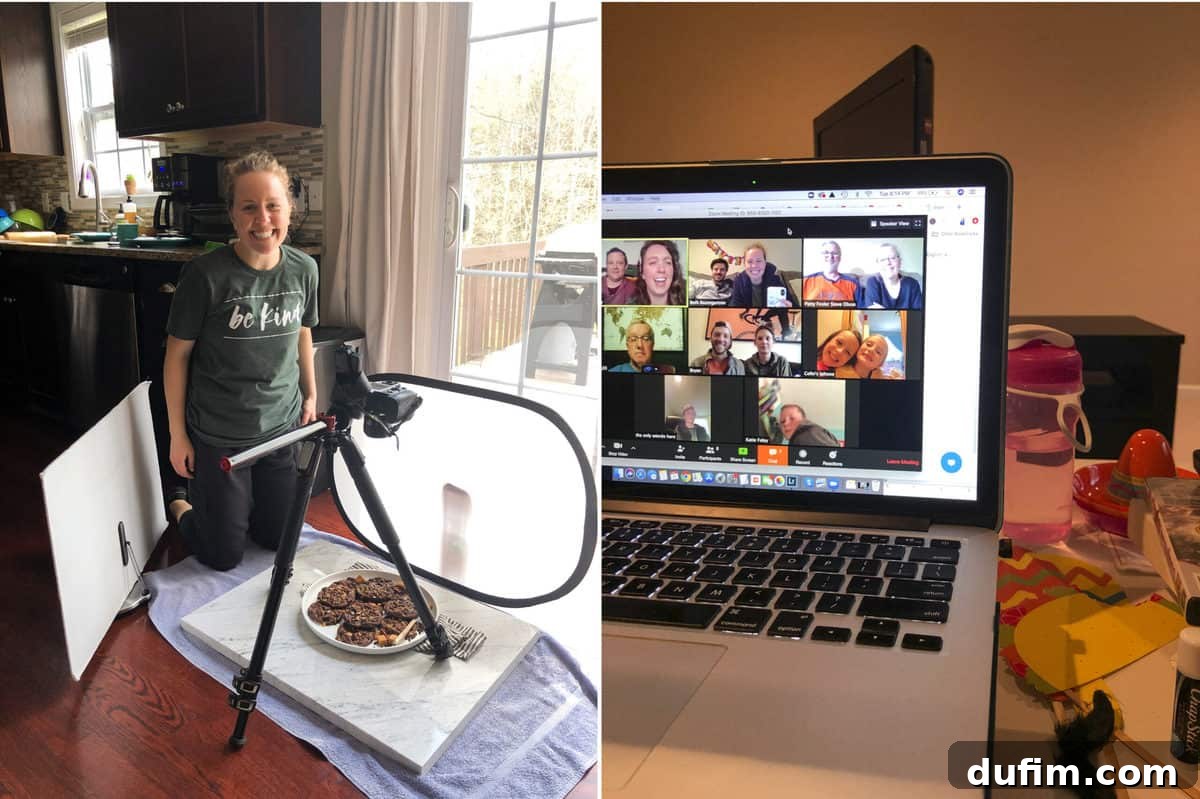 Collage featuring updated recipe photos and a lively Cinco de Mayo family Zoom call with festive decorations