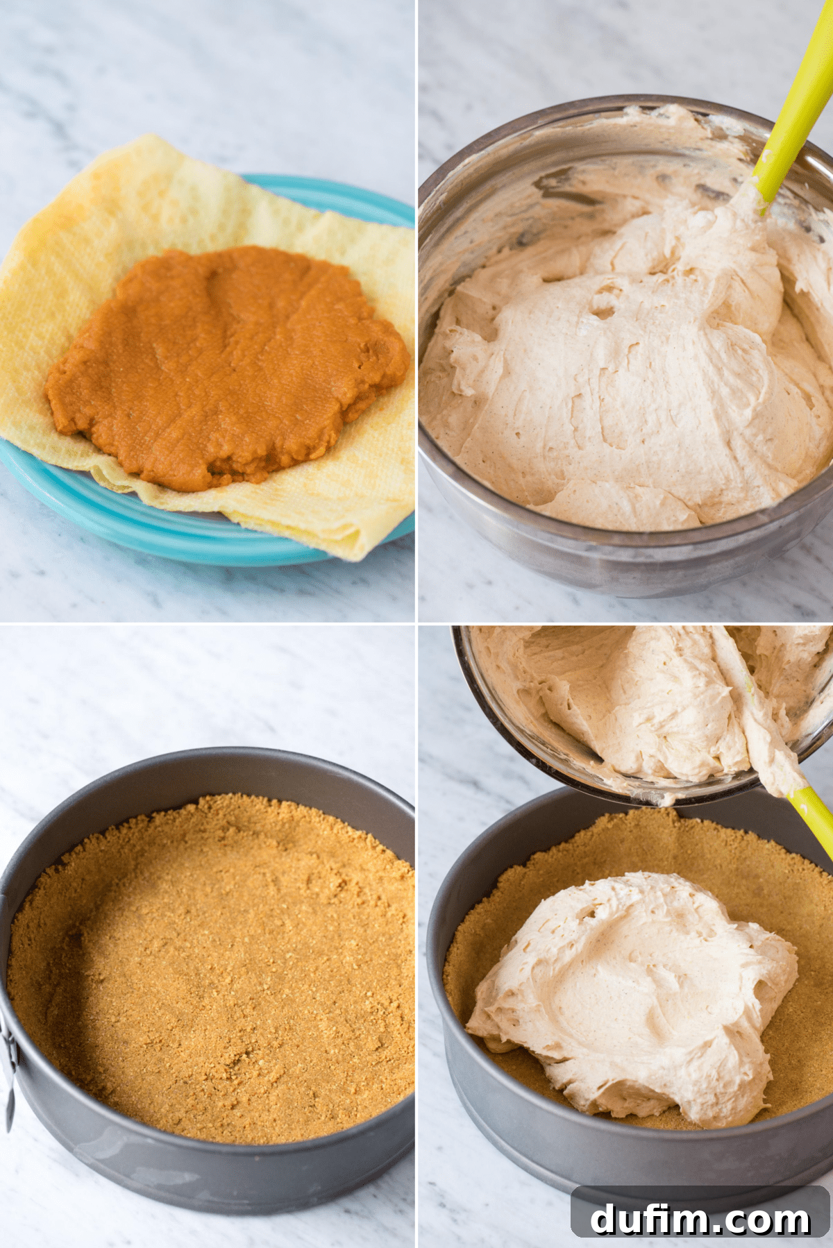 Effortless Spiced Pumpkin Cheesecake 4 how to make no bake pumpkin cheesecake collage