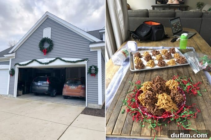 Kitchen Unplugged: November 2020 4 Early Christmas garland decorating the fireplace, and a plate of delicious haystack cookies.
