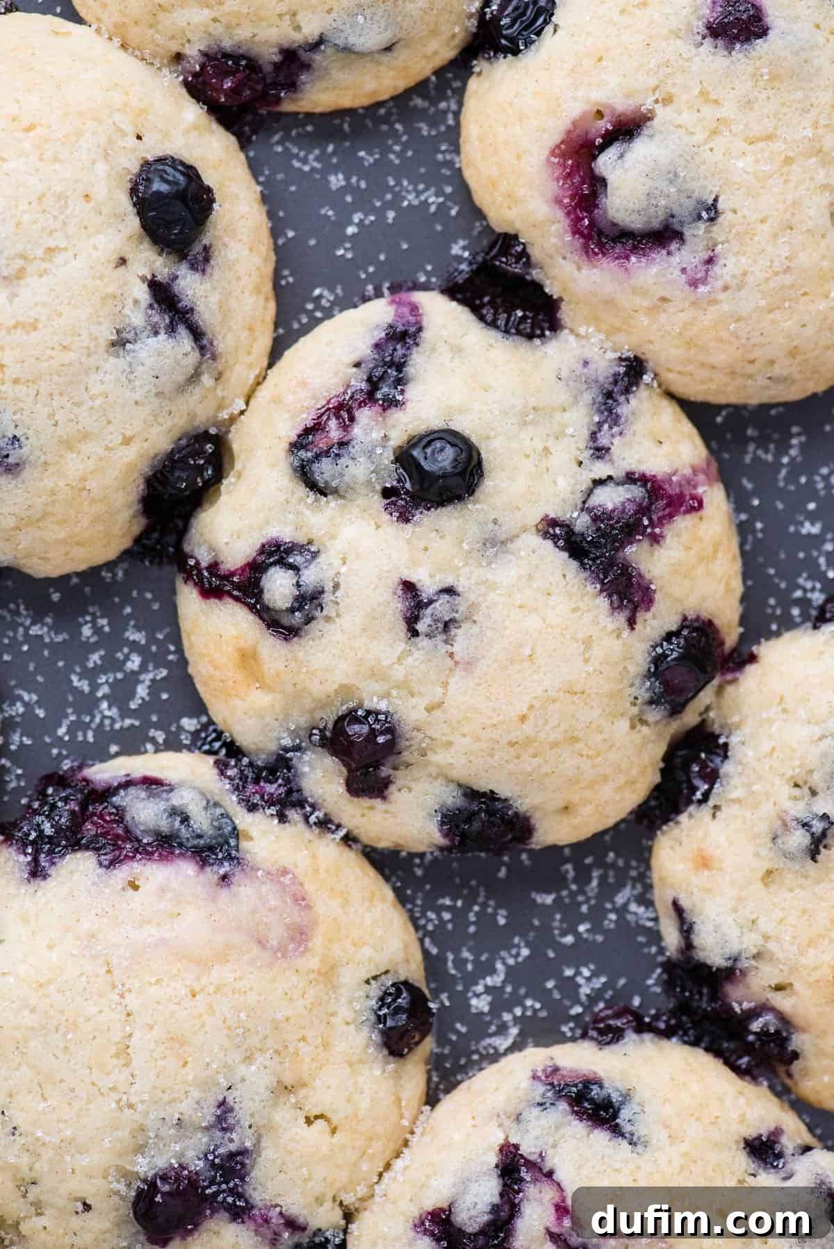 Irresistible Gluten-Free Blueberry Muffins 4 freshly baked gluten free blueberry muffins in metal muffin pan, with golden tops