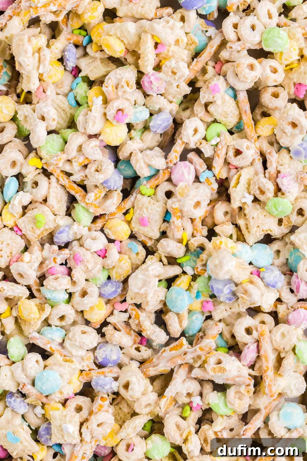 close up of bunny bait snack mix