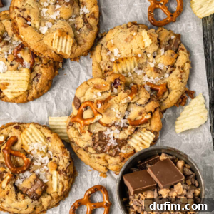 A perfectly baked Kitchen Sink Cookie showcasing its rich textures and enticing mix-ins