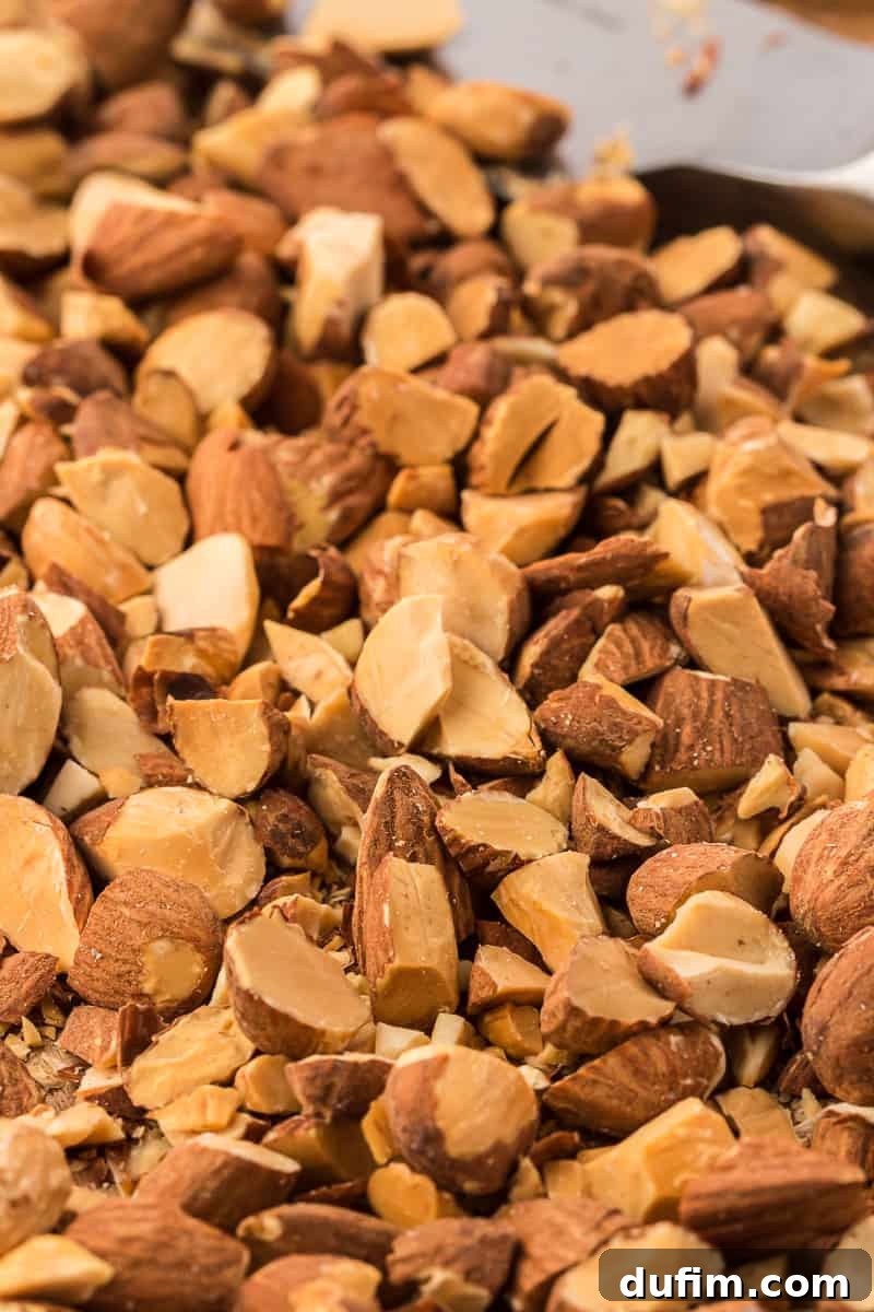 close up of chopped almonds