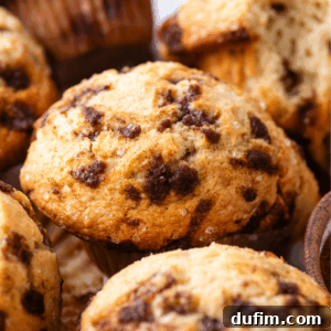 Spiced Cinnamon Chip Muffins 18 A close-up of golden-brown muffins with cinnamon chip chunks, showing a moist texture and slightly crispy tops, grouped closely together.