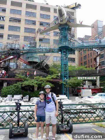 Enjoying a Segway tour of downtown St. Louis, passing historic landmarks and city sights