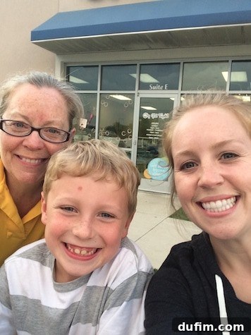 My mom and nephew enjoying ice cream at our favorite local parlor in summer
