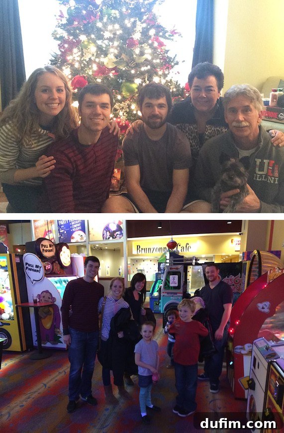 2014's Best Bites & December's Behind-the-Scenes 13 Ryan's family in front of a beautiful Christmas tree and my family after playing laser tag