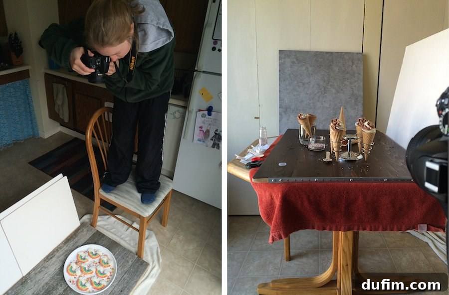 Out of the Kitchen - Challenging Aerial Food Photography and Ice Cream Cone Stand