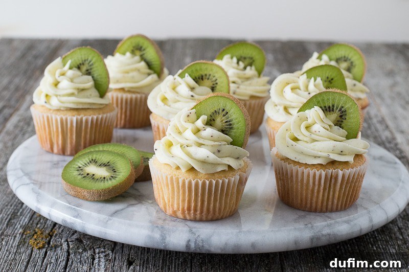 Kiwi Cupcakes - a vanilla cupcake with fresh kiwi buttercream! 