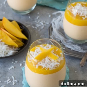 Mango Coconut Cheesecake Jars - no bake mango coconut cheesecake with a layer of fresh mango puree!